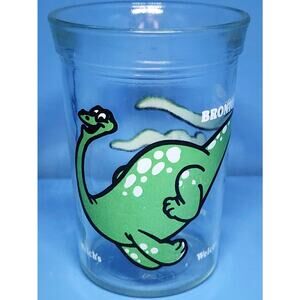 Vintage Welch's Brontosaurus Juice Glass Cartoon Dinosaur Collectible Mug Cup